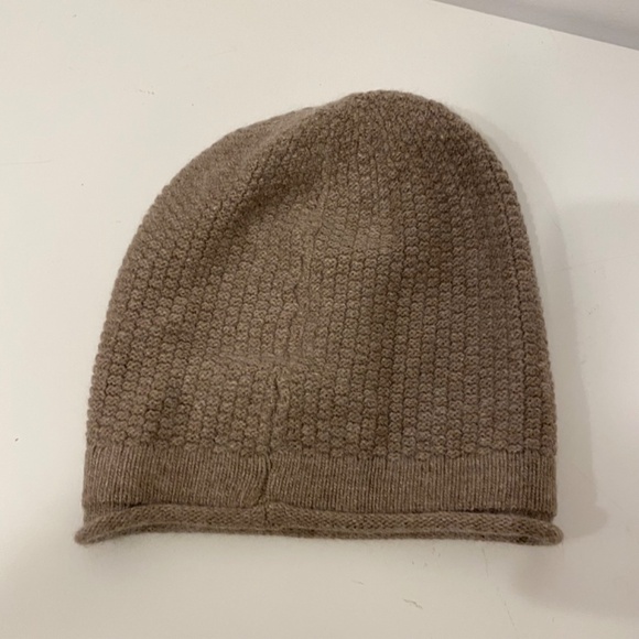 Jaxmonoy Cashmere Slouchy Tan Knit Beanie One Size - Picture 3 of 3